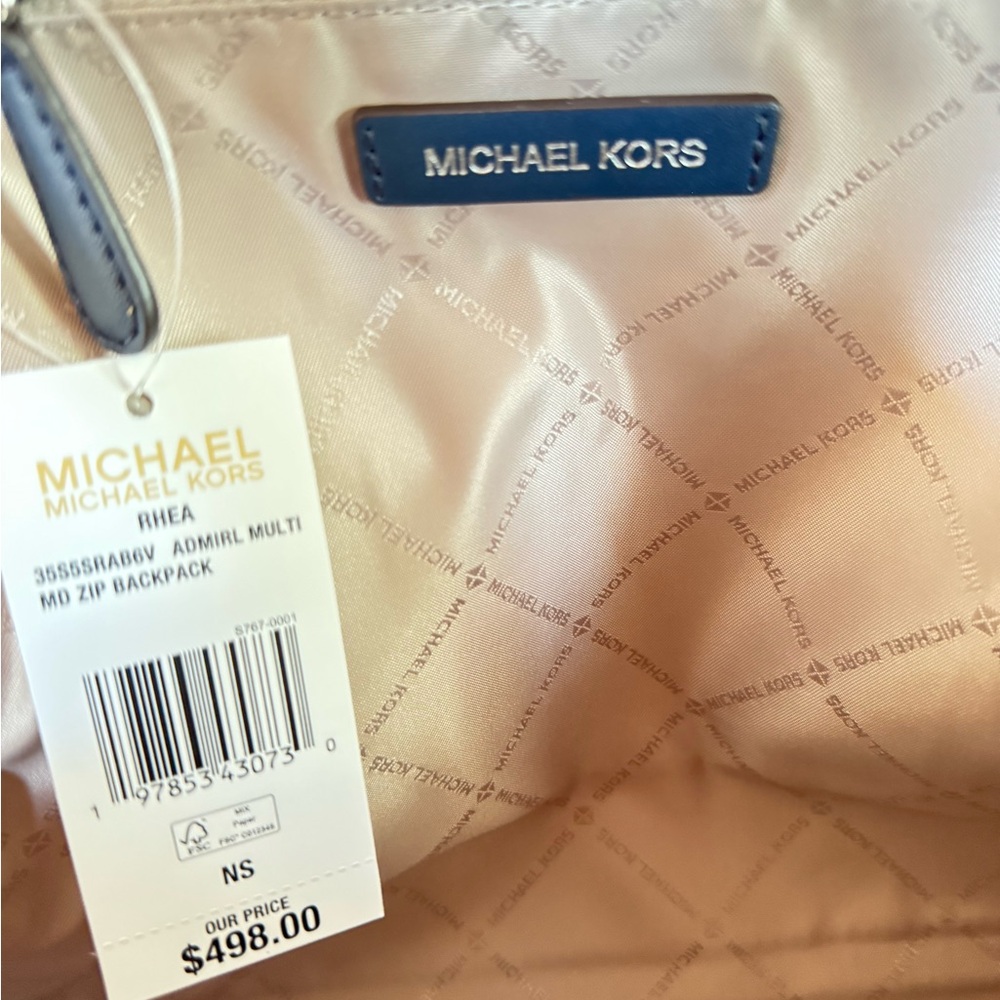 Michael Kors Rhea MD Backpack MK Color-Block Admiral Navy Multi - Picture 10 of 15